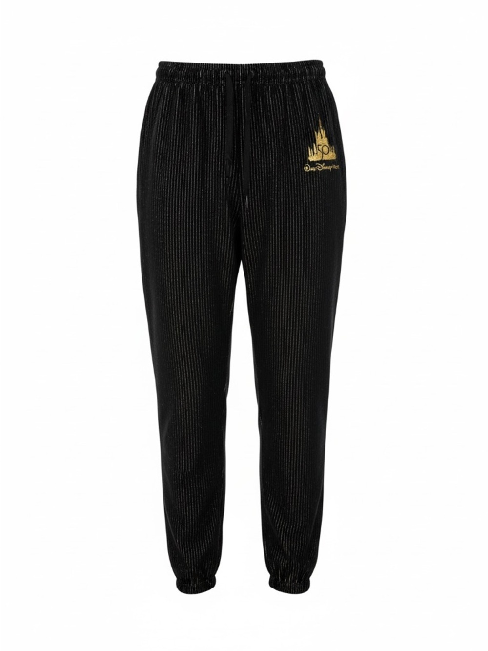 Disney 50th Anniversary Velour Track Pants Black Gold Castle Logo